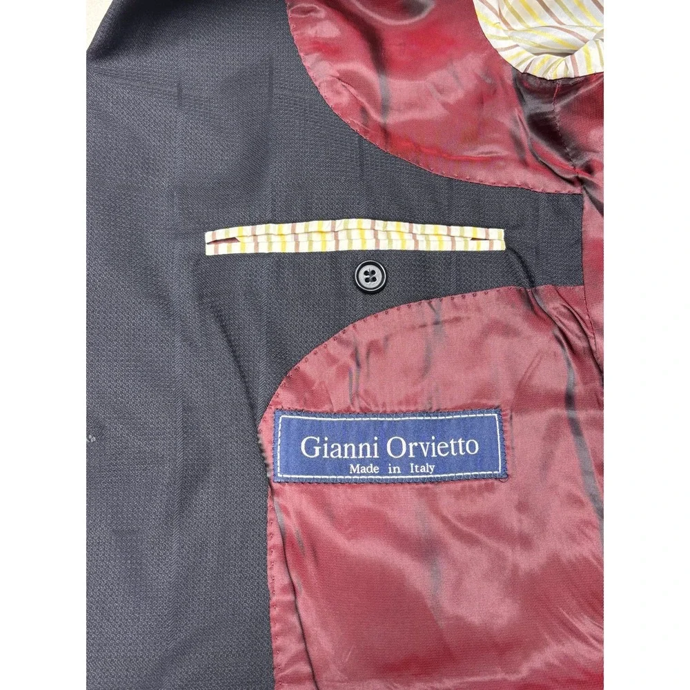 Gianni Orvieto Italy Windowpane Suit Angelico Super 120s Wool 2 Pc Men 41R 32X32